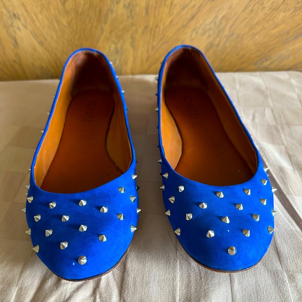 SCHUTZ Periwinkle Blue Studded Ballet Leather M Flats Size US 9 - Picture 10 of 11